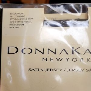 Donna Karan Satin Jersey tights, Black, Size Tall